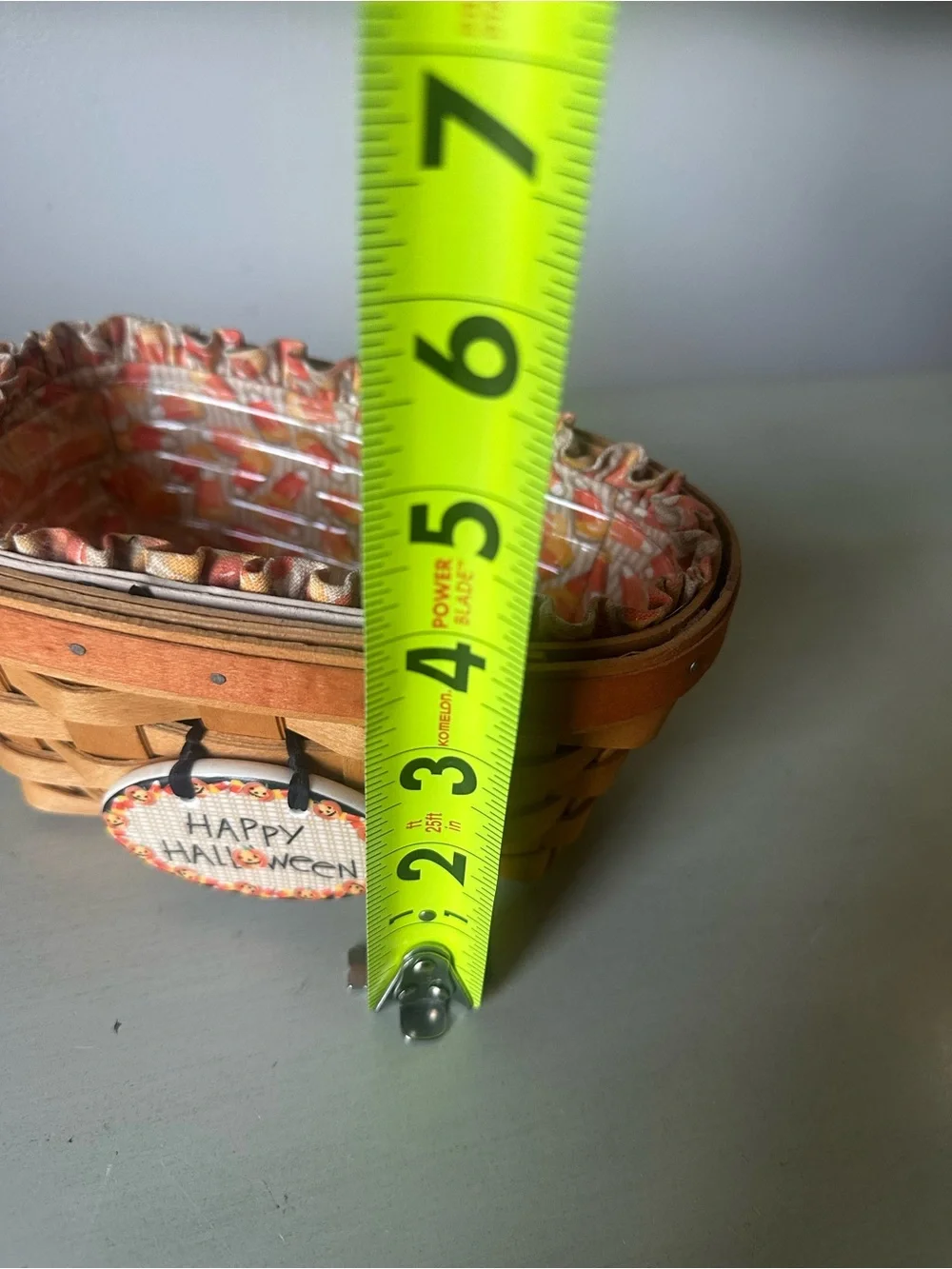Longaberger candy corn basket with liner protector and tie on
